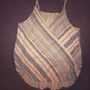 Navy and White V-Neck Blouse, size medium